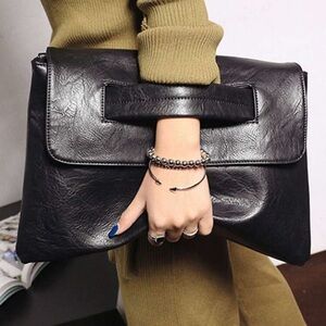 Elegant Black Leather Clutch